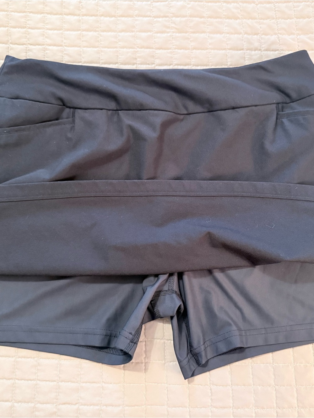 adidas Black Straight Skort with Mock Welt Pockets - Picture 3 of 6